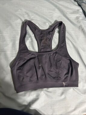 Mesh-Back Racerback Sports Bra - Charcoal